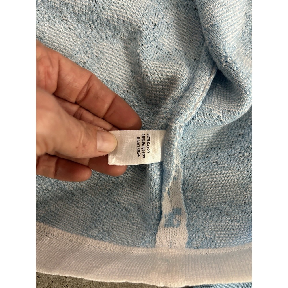 MING WANG Jacket Houndstooth Knit Sky Baby Blue Black White & Tank SZ L - Picture 6 of 13
